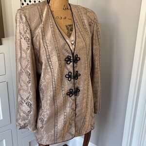 Elegant Tan Women's Jacket with Black Accents